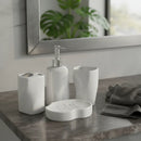 Kit Banheiro Lavabo 4 Pçs Porta Sab Liquído Escova Ceramica Branco