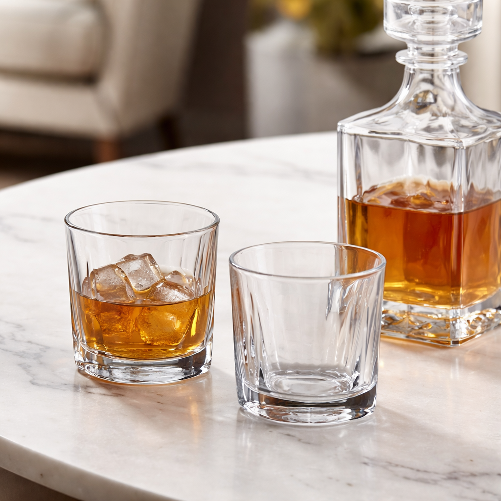 Copo De Whisky Vidro 6 Peças Licor Luxuoso Sofisticado 300ml Transparente