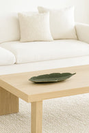 Travessa Centro De Mesa Folha Ceramica Verde 44x16