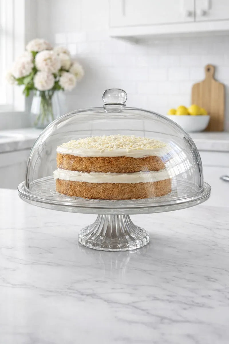 Boleira de Vidro com Tampa e Pé Elegance 30cm Centro de Mesa