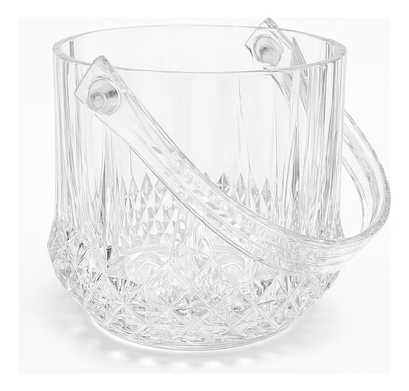 Balde De Gelo Acrílico Transparente Com Alça Design Diamante Incolor