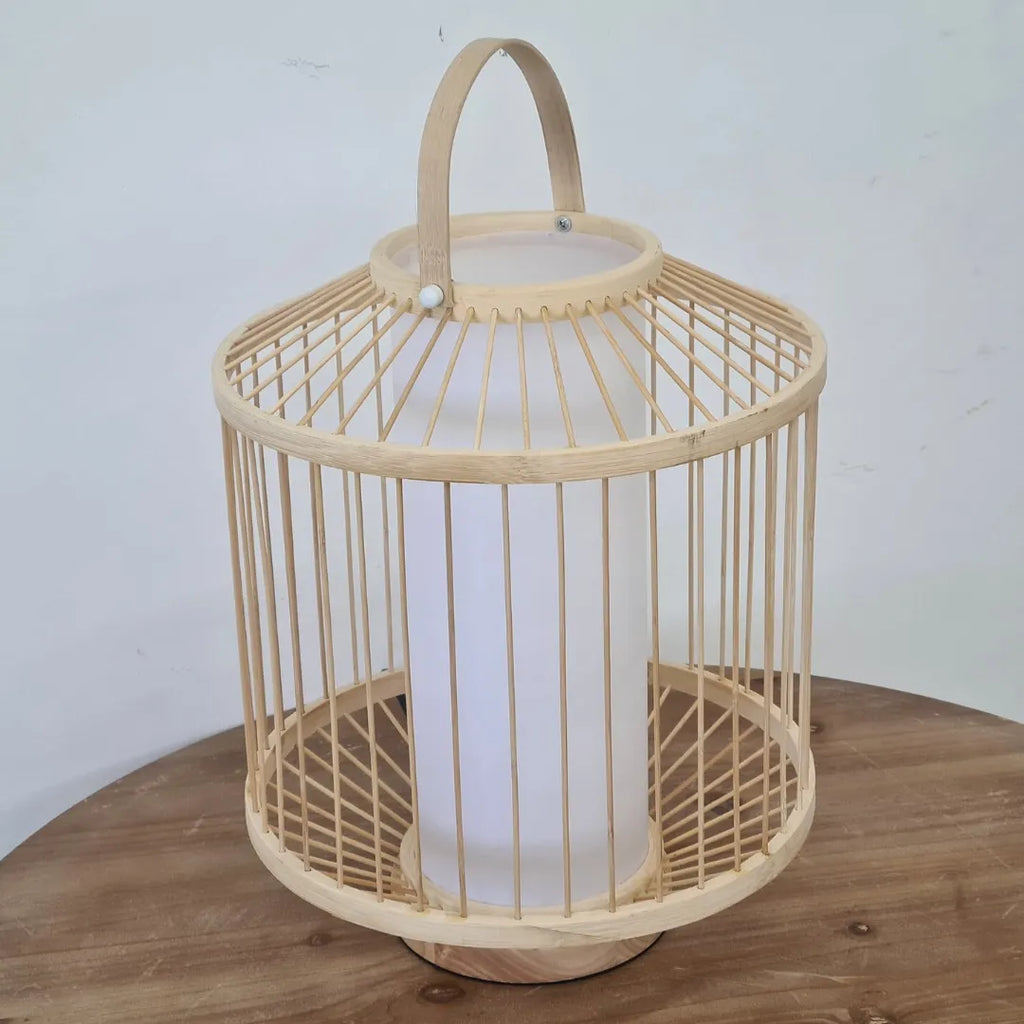 Abajur Luminária Tecelagem Bambu Rattan 48x40 Palha