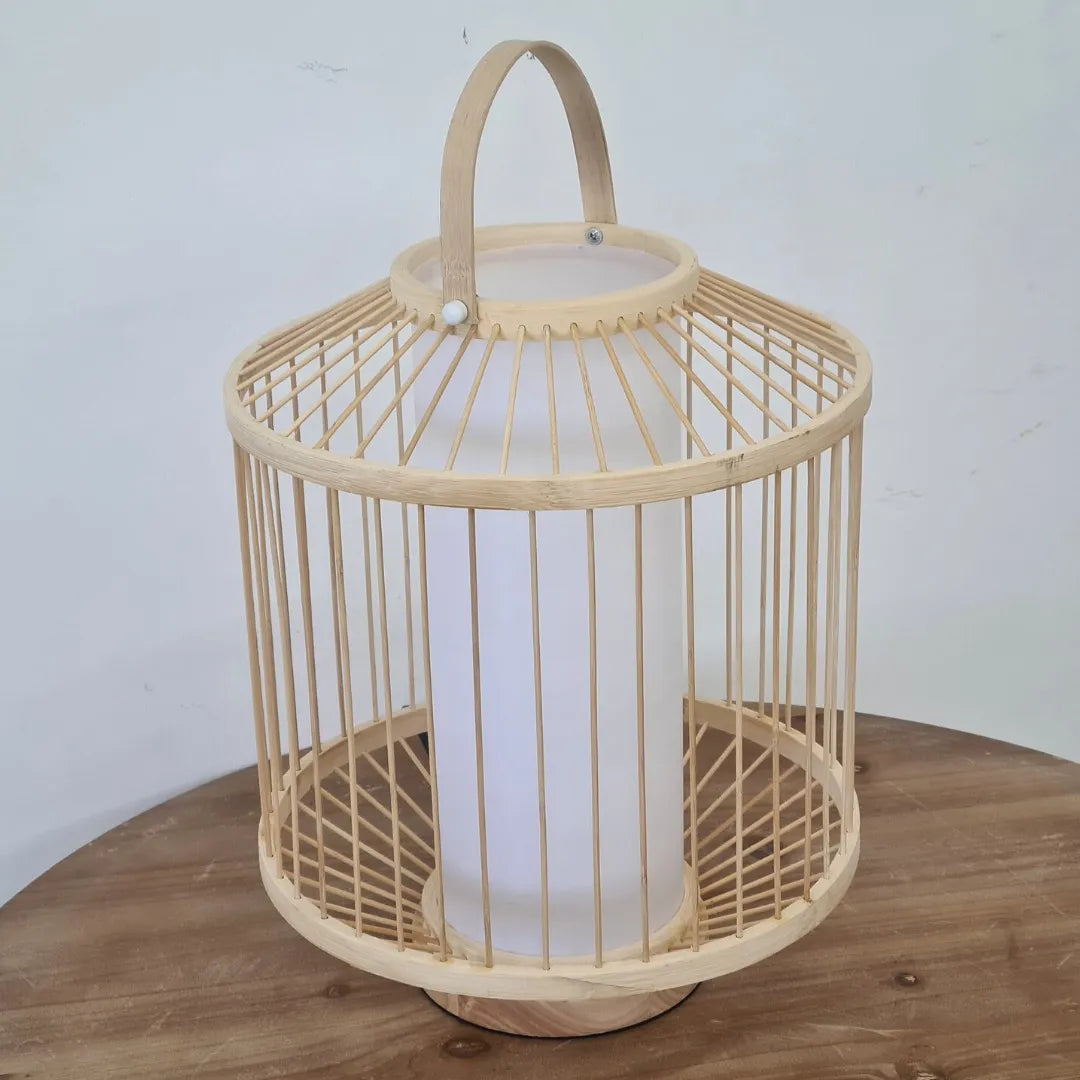 Abajur Luminária Tecelagem Bambu Rattan 48x40 Palha