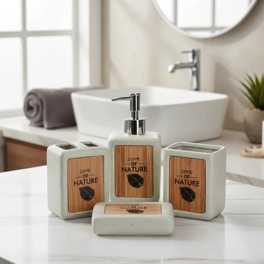 Kit Banheiro Lavabo 4 Peças em Cerâmica