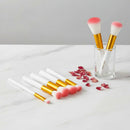 Kit 10 Pinceis Maquiagem Branco Rosa Seda