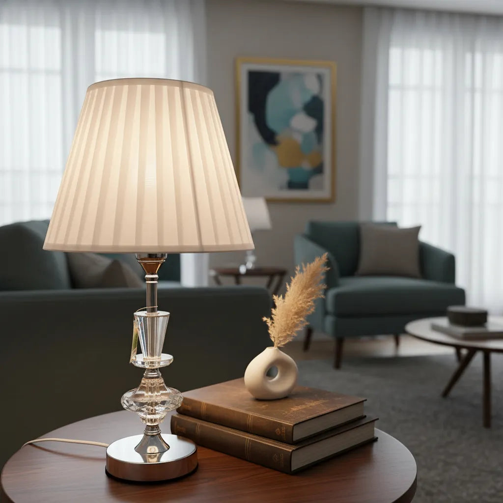 Abajur Luminária Quarto Sala Vidro Metal Imperial 54x30 Prateado Incolor 127/220v