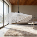 Pendente Decorativo em Bambu Branco Moderno Iluminação Elegante