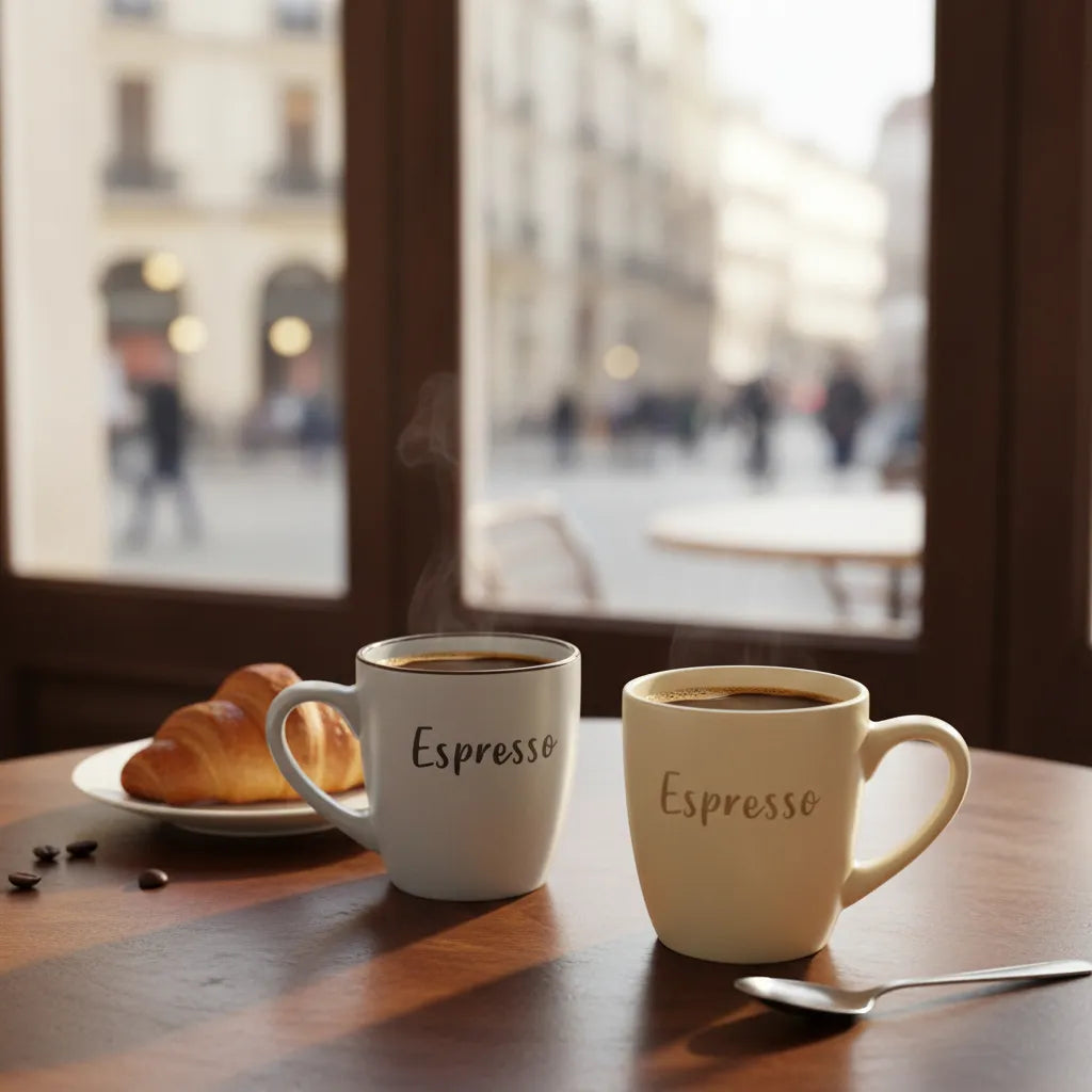 Conjunto 6 Xícaras para Café Expresso 100ml em Cerâmica Creme