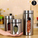 Jogo Pote Hermético Aço Inox Visor Vidro 3 Pçs Condimentos Pratead