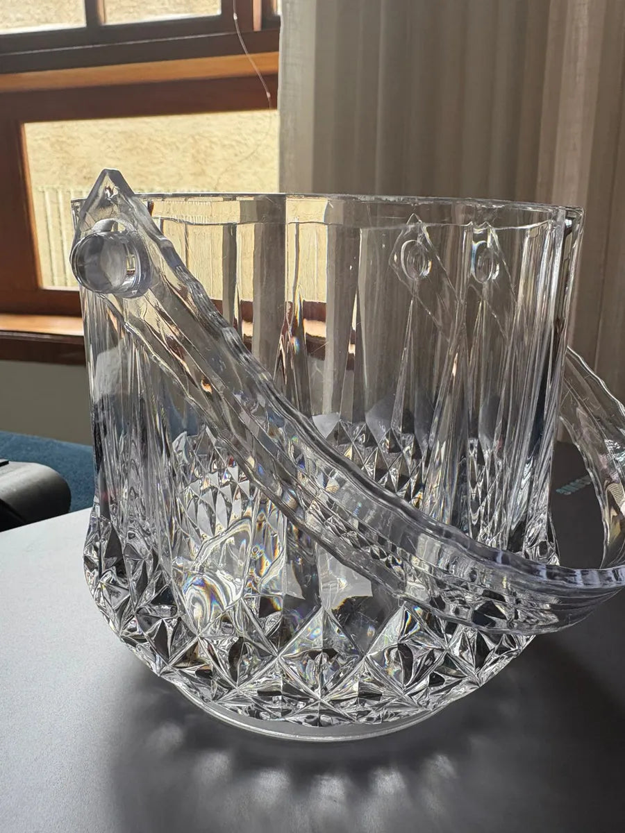 Balde De Gelo Acrílico Transparente Com Alça Design Diamante Incolor
