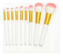 Kit 10 Pinceis Maquiagem Branco Rosa Seda