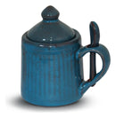 Açucareiro de Cerâmica com Tampa e Colher Azul Acqua - 13x7