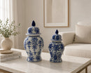 Vaso Decorativo Porcelana Azul E Branco Luxo Clássico 50x30
