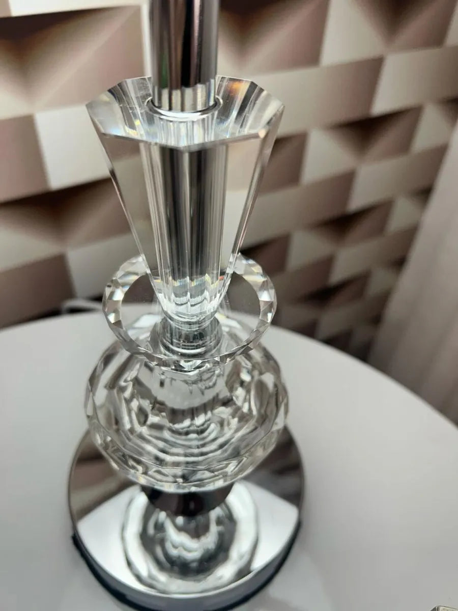 Abajur Luminária Quarto Sala Vidro Metal Imperial 54x30 Prateado Incolor 127/220v