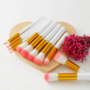 Kit 10 Pinceis Maquiagem Branco Rosa Seda