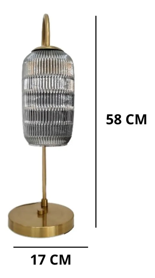 Abajur Luminária de Mesa Metal Dourado com Cúpula de Vidro 58cm – Estilo Clássico