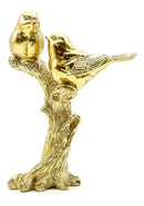 Escultura Decorativa Pássaro Casal Dourado – 18 x 15 cm