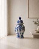 Vaso Decorativo Porcelana Azul E Branco Luxo Clássico 50x30