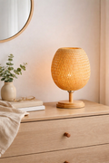 Abajur de Mesa em Bambu e Rattan 37x20cm – Design Natural Luxo