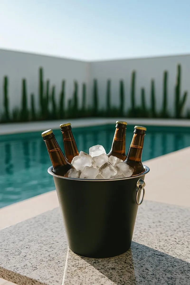 Balde De Gelo Luxo Preto Inox 5 Litros Champagne Cerveja Preto Luxo Inox