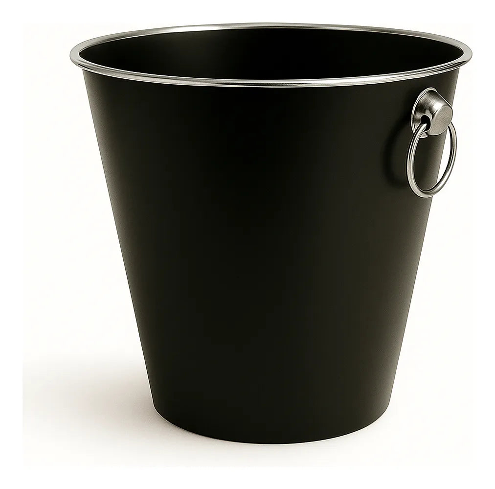 Balde De Gelo Luxo Preto Inox 5 Litros Champagne Cerveja Preto Luxo Inox