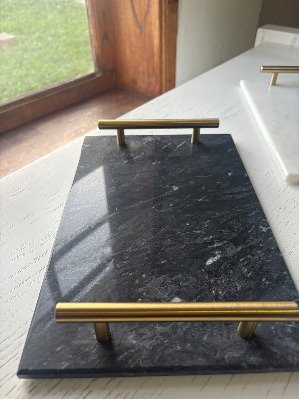 Bandeja Mármore Retangular Gold Premium 30cm