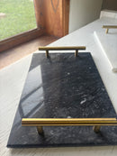 Bandeja Mármore Retangular Gold Premium 30cm