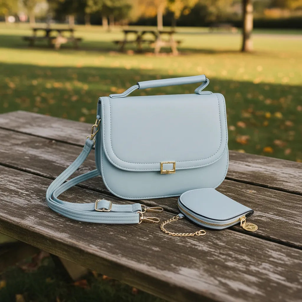 Bolsa Transversal Cordão Dourado Couro C/alça + Carteira