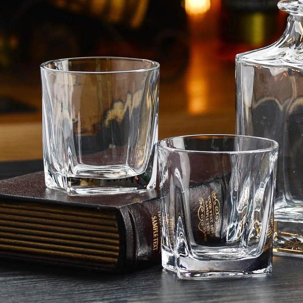 Copo De Whisky Vidro 6 Peças Licor Luxuoso Sofisticado 300ml Transparente