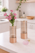 Vaso Decorativo de Vidro com Anéis Rosé – 43 x 17 cm