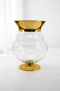 Vaso Decorativo de Vidro com Detalhes Dourados – 36 x 25 cm
