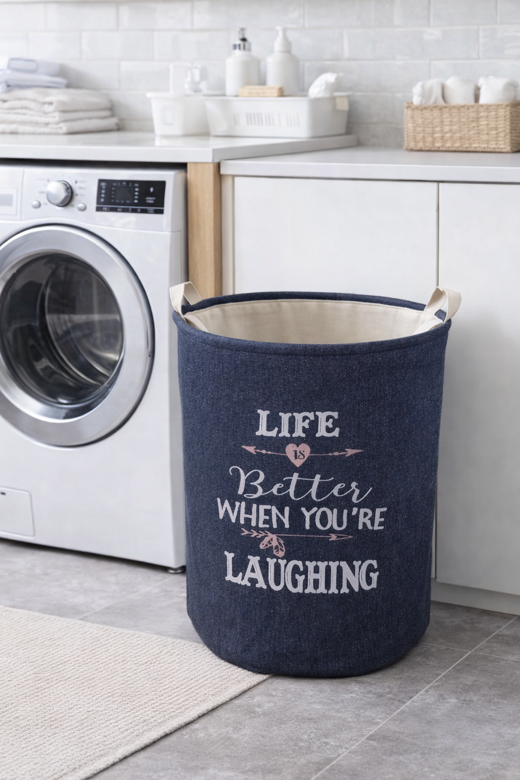 Cesto de Roupa Life Better em Poliéster 47 x 38 cm