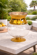 Vaso Decorativo em Vidro com Borda Dourada – 29 x 25 cm
