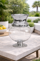 Vaso Decorativo em Vidro com Borda Prata – 30 x 24,5 cm
