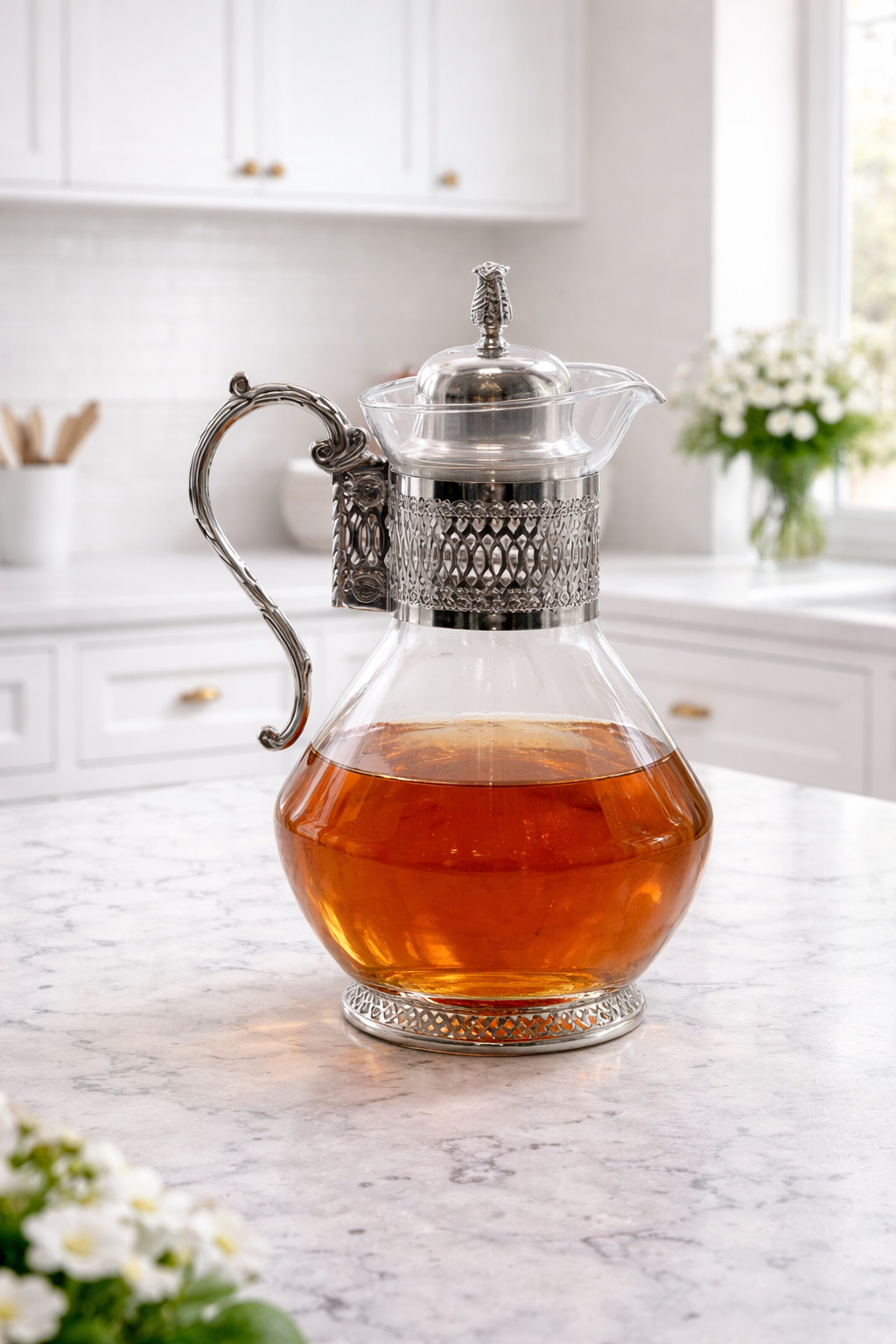 Chaleira de Vidro e Metal Super Luxo 27x14cm – Cinza