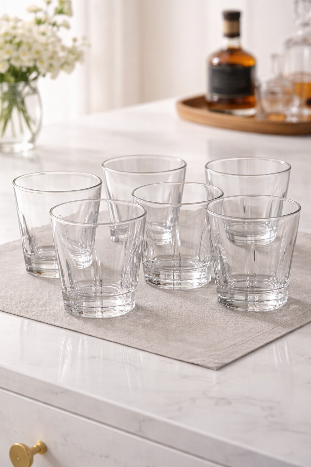 Kit 6 Copos Baixos de Vidro 330ml para Whisky Haüskraft – Transparente, Elegante e Resistente