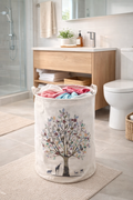 Cesto de Roupa Suja Dobrável em Lona Estapa Árvore 50x45 cm – Organizador Decorativo