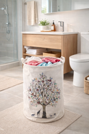 Cesto de Roupa Suja Dobrável em Lona Estapa Árvore 50x45 cm – Organizador Decorativo