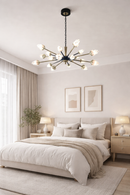 Lustre Pendente LED Moderno com 10 Lâmpadas – Preto/Dourado | 110V