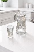 Jarra de Vidro com 6 Copos e Tampa – 1800ml