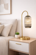Abajur Luminária de Mesa Metal Dourado com Cúpula de Vidro 58cm – Estilo Clássico