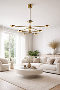 Lustre Pendente Sala Dourado 8 LED – Design Moderno e Sofisticado