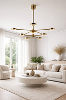 Lustre Pendente Sala Dourado 8 LED – Design Moderno e Sofisticado