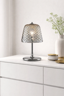 Abajur Luminária Quarto Sala Vidro e Metal Requinte 47x24 Prateado Fumê 127/220V