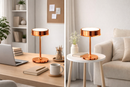 Abajur Luminária Quarto Sala Design Italiano Metal Rosé 33cm – LED Quente