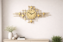 Relógio de Parede Luxuoso em Metal Dourado 98cm – Design Europeu 3D