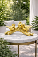 Escultura Decorativa Trio de Pássaros Dourado em Poliresina – 23 x 11 cm