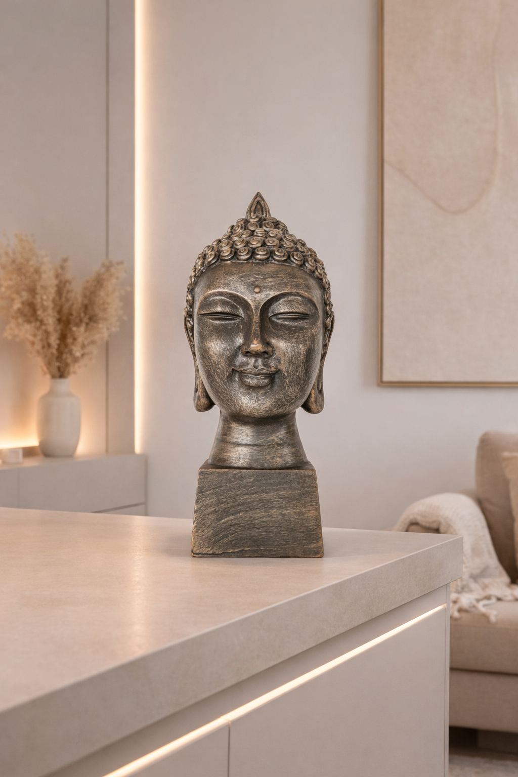 Buda Decorativo em Resina – Bronze Rústico | 24 x 8 cm