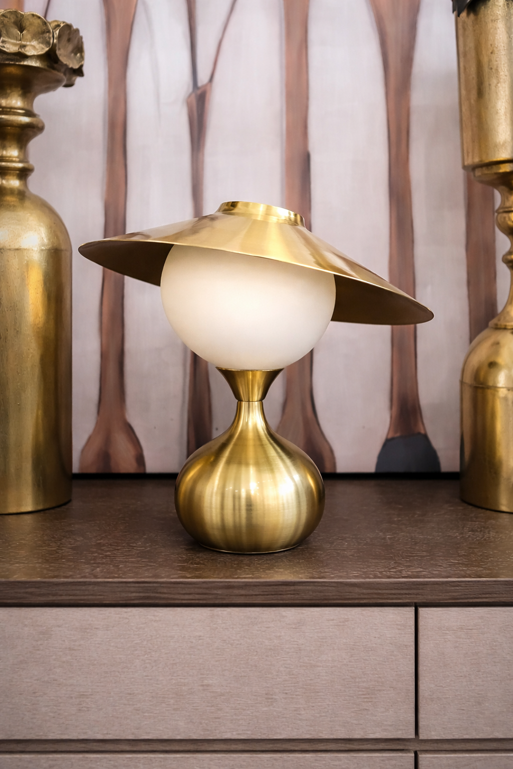 Abajur Luminária Metal Dourado Moderno Design Europeu