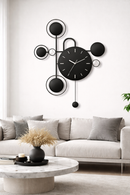 Relógio de Parede 3D Contemporâneo Nórdico Metal Preto 84x55 – Vazado